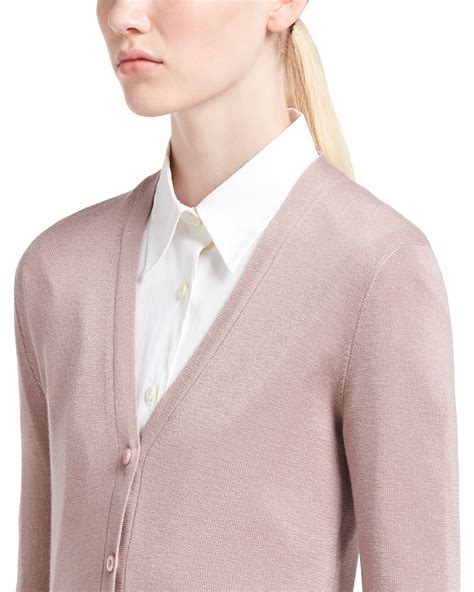 prada cropped-pullover aus kaschmir pink|prada cashmere cardigan.